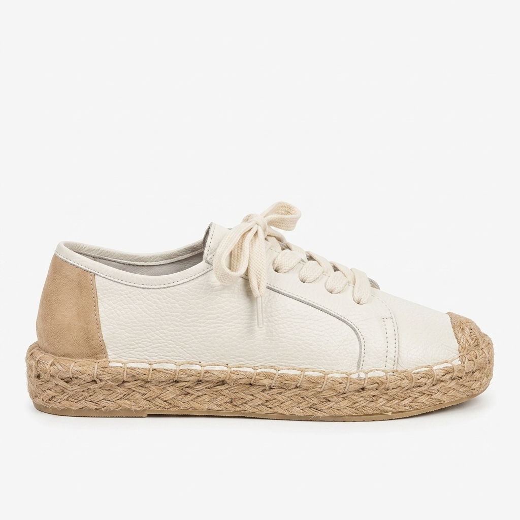 TENIS YUTE EN CUERO COLOR BLANCO