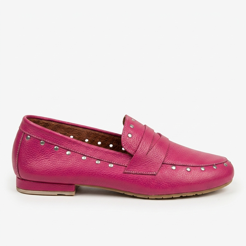 BALETA EN CUERO COLOR FUCSIA ELEGANTE